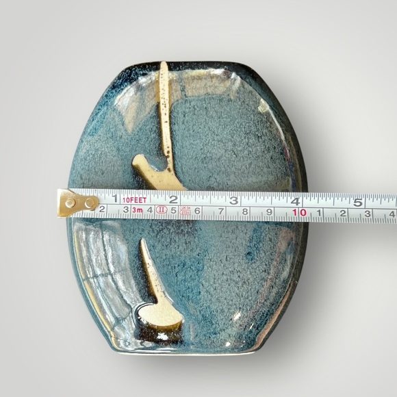 Turkel Navy Pottery Mini Vase Gently Used 4in X 5in Gift Collectible - Picture 3 of 10